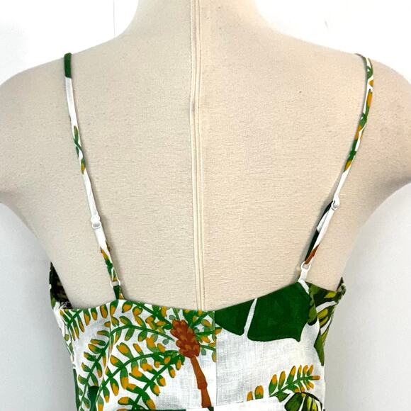 Farm Rio Tropical Forest Linen Mini Dress Off-White Green S - Picture 12 of 16